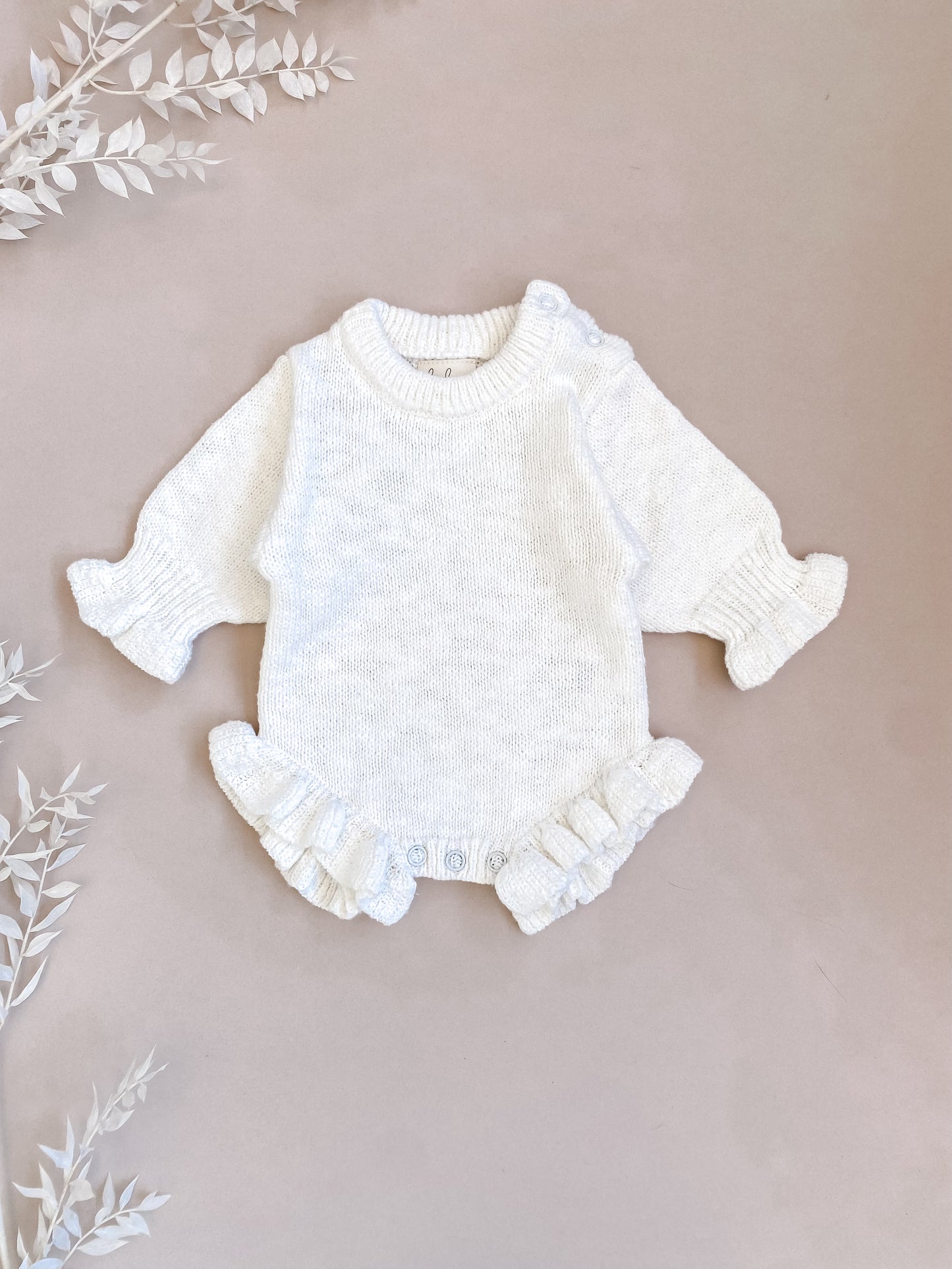 Frill Knit Romper | Ivory