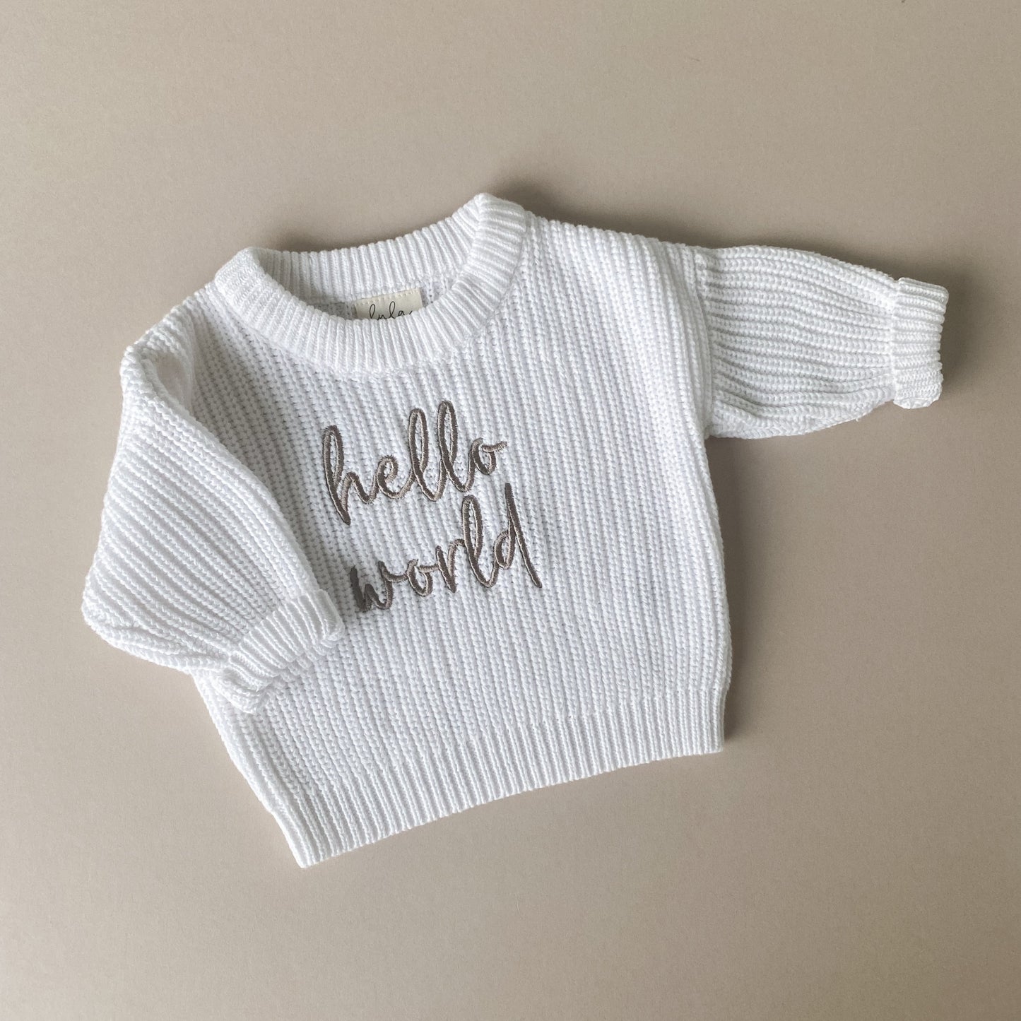 hello world newborn baby knit jumper