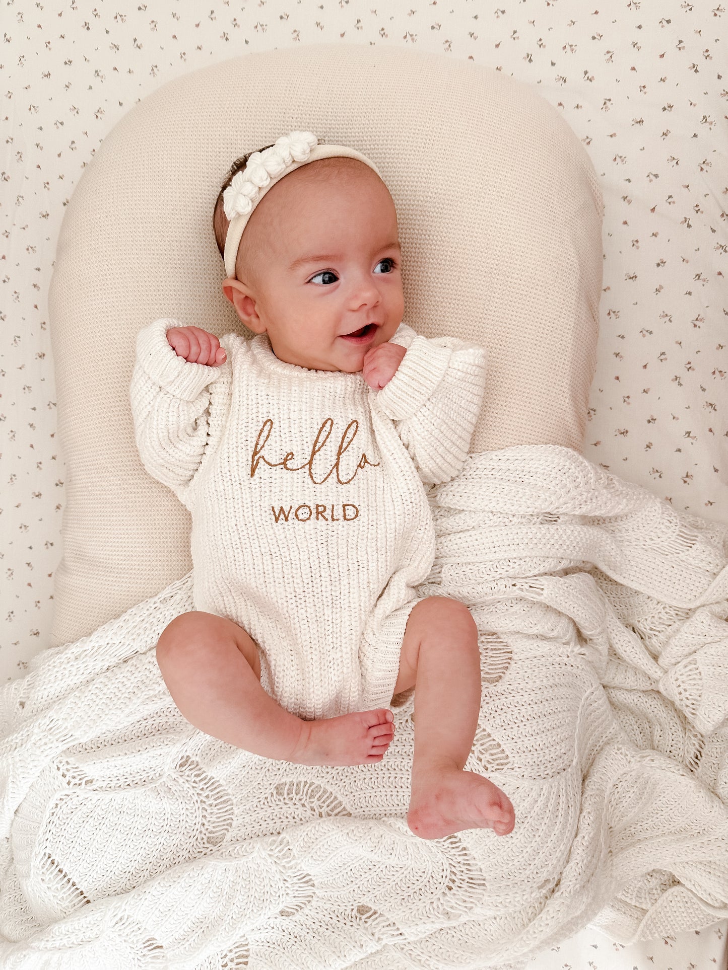 hello world baby outfit - knit romper