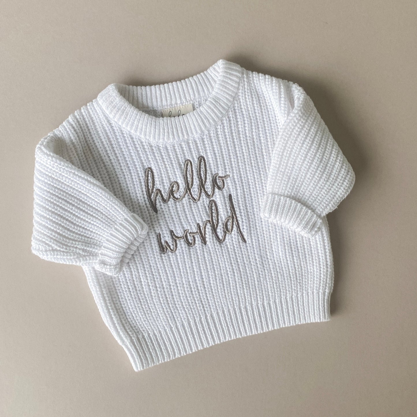 hello world newborn baby knit jumper