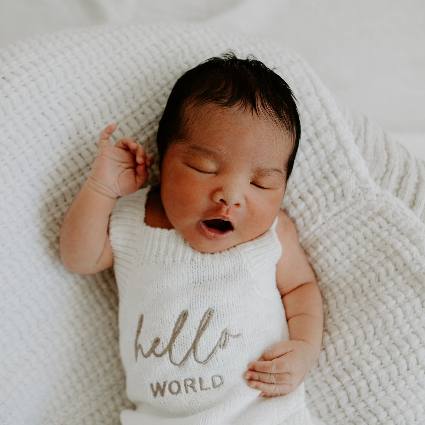 hello world knitted vest - newborn romper