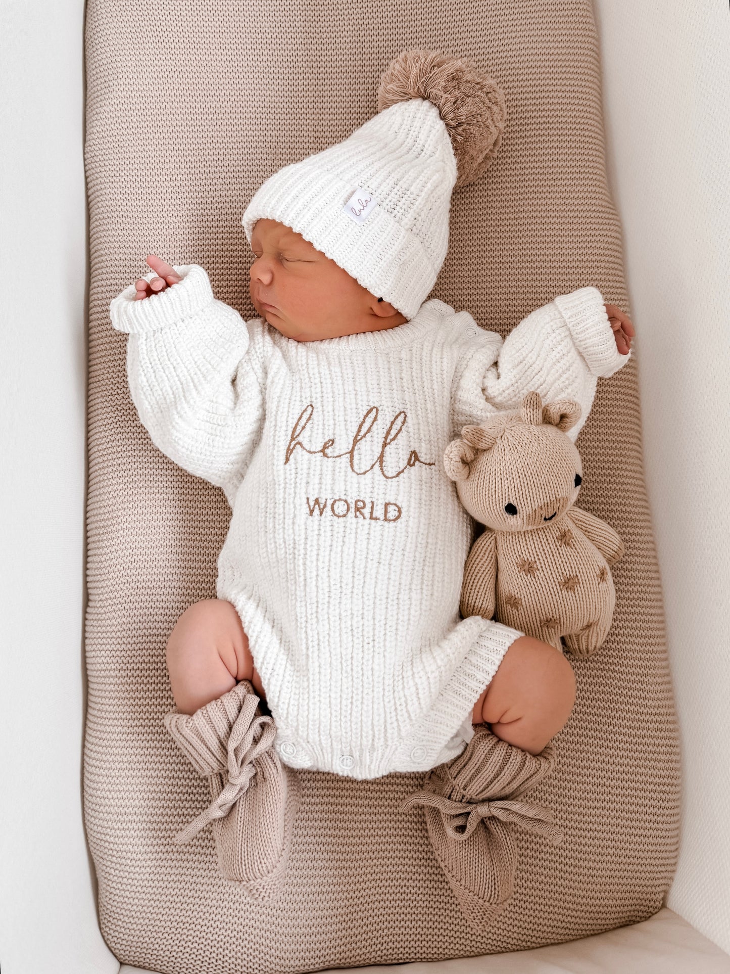 Hello world baby outfit | romper | hat | booties