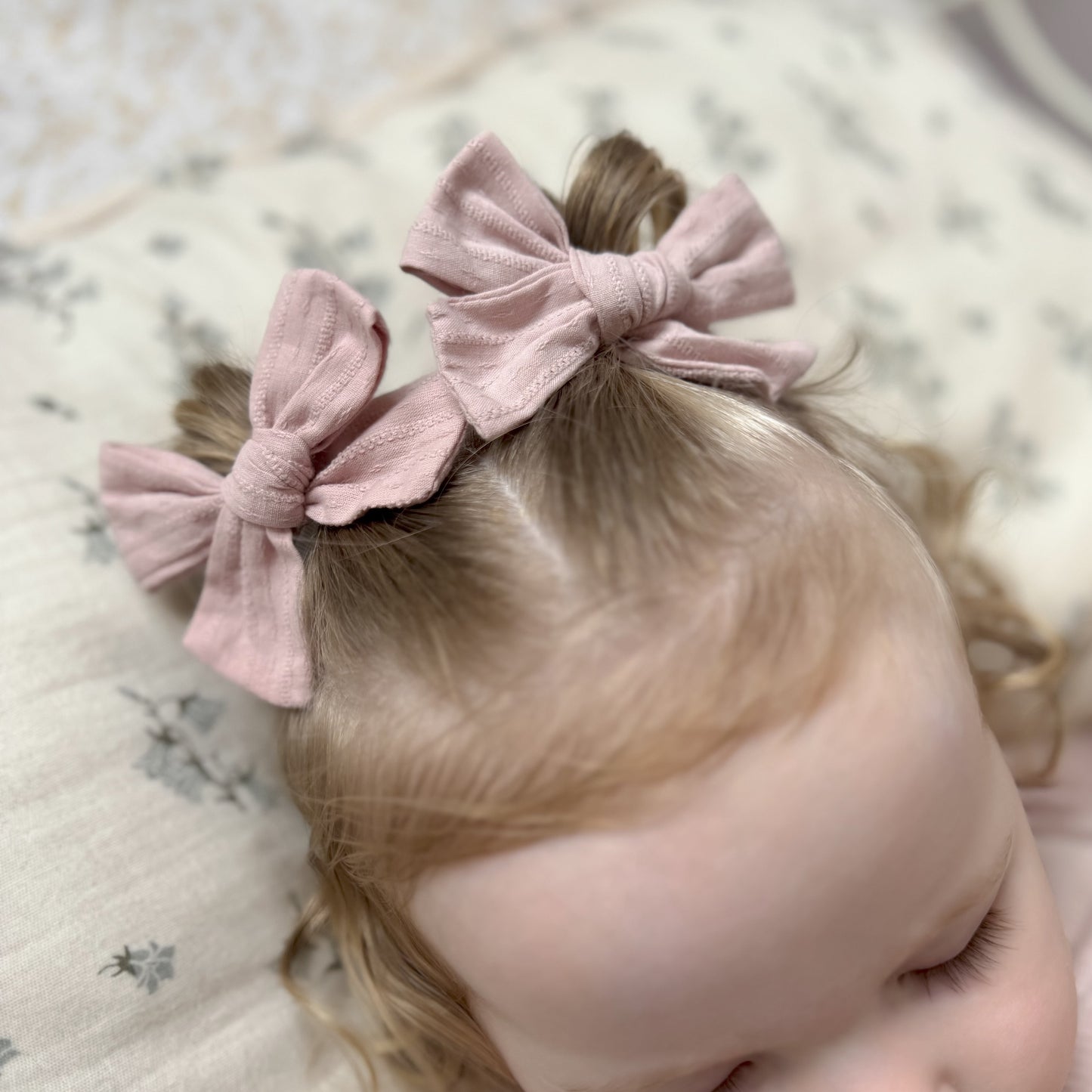 lilac pigtail bow hair clips