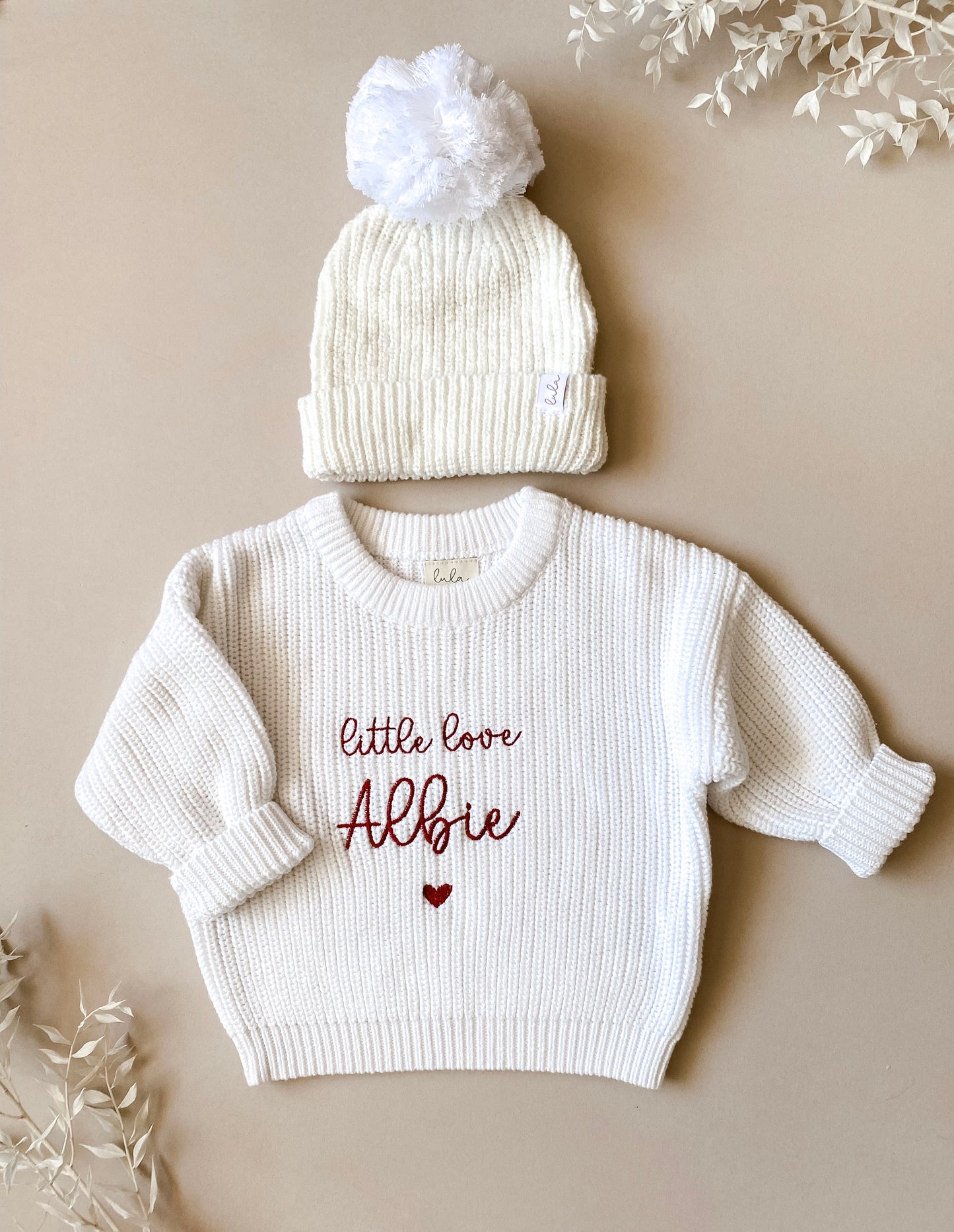 Personalised Little Love Chunky Knit Jumper | White