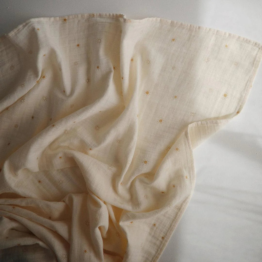 Mushie Organic Cotton Muslin Swaddle Blanket | Sun