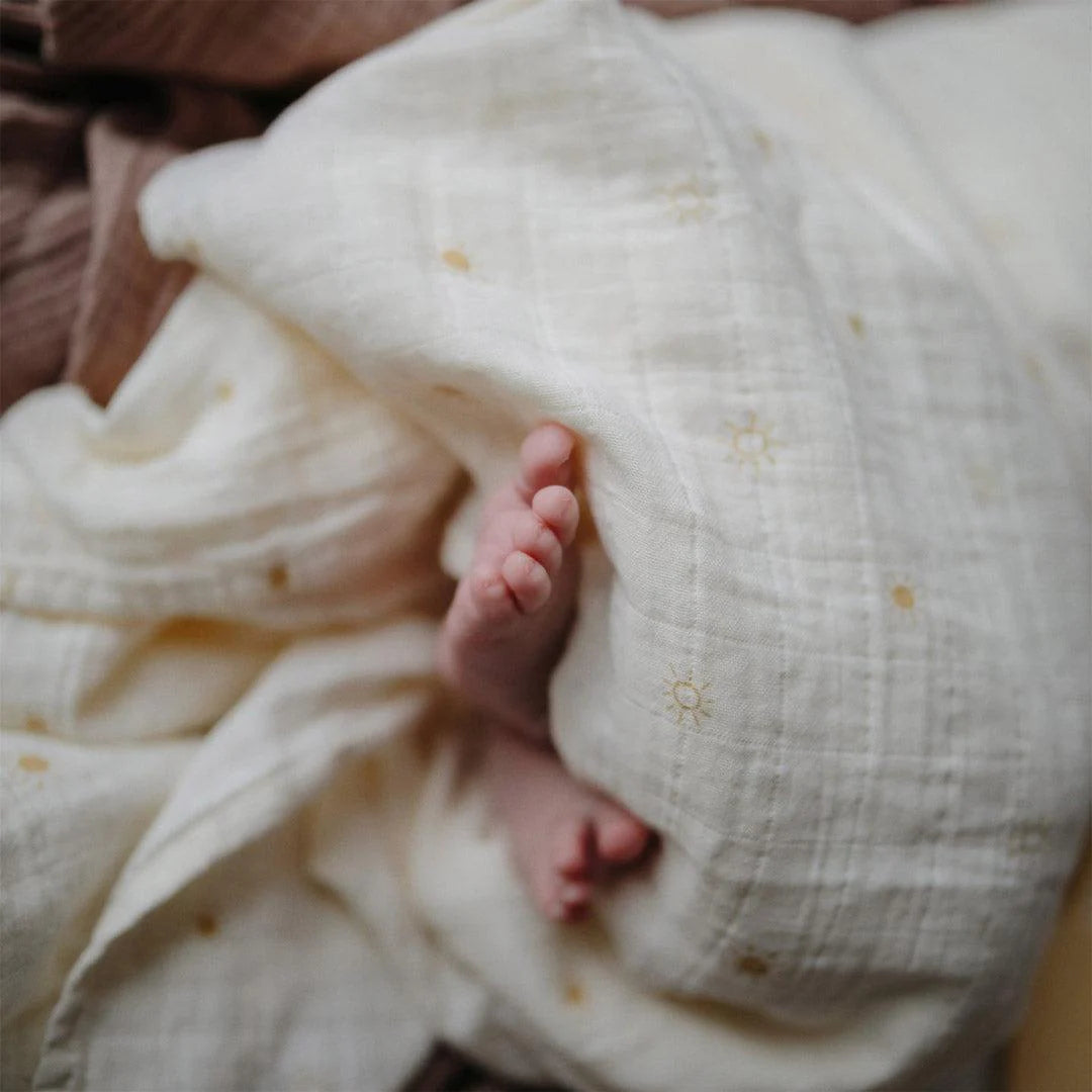Mushie Organic Cotton Muslin Swaddle Blanket | Sun