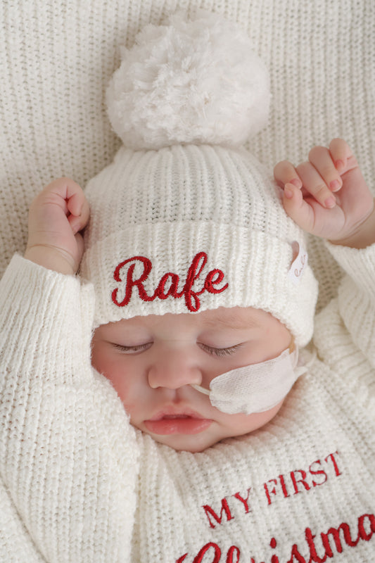 Personalised Chunky Knit Baby Hat | Ivory