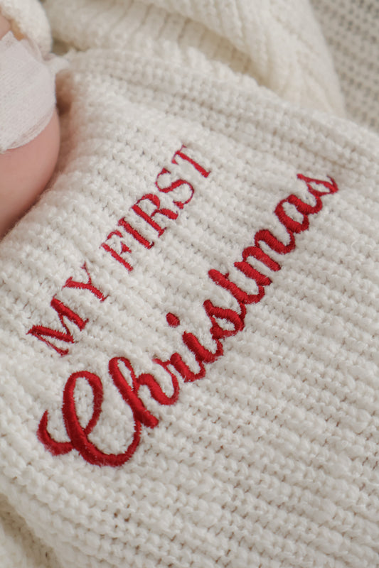 My First Christmas | Chunky Knit Romper | Ivory