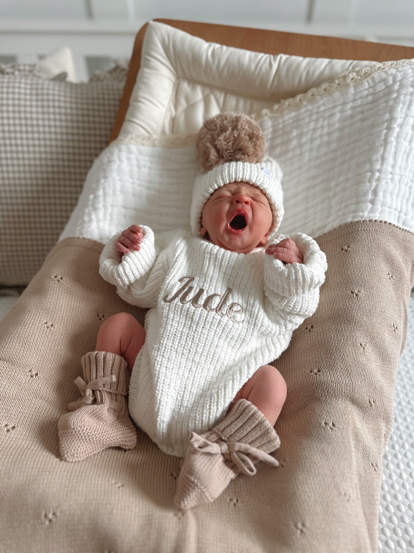 personalised baby romper | chunky knit