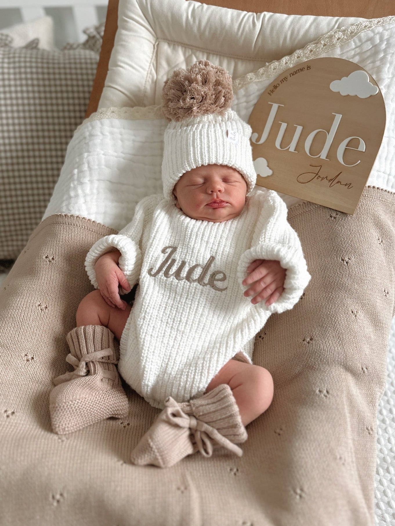 personalised baby romper | chunky knit