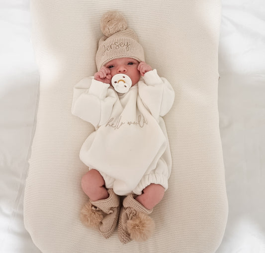 newborn baby first outfit  - hello world romper