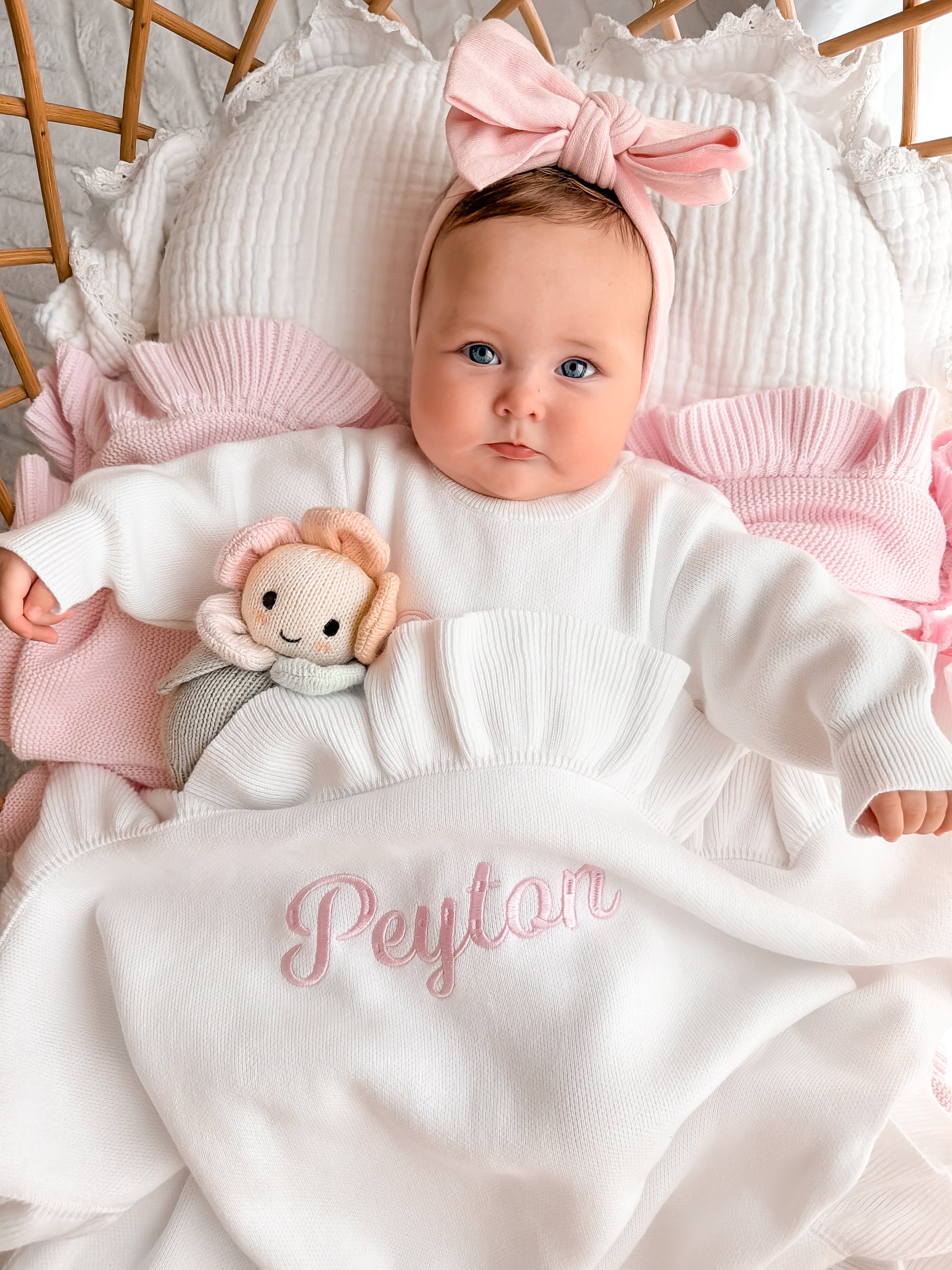 personalised baby blanket - white