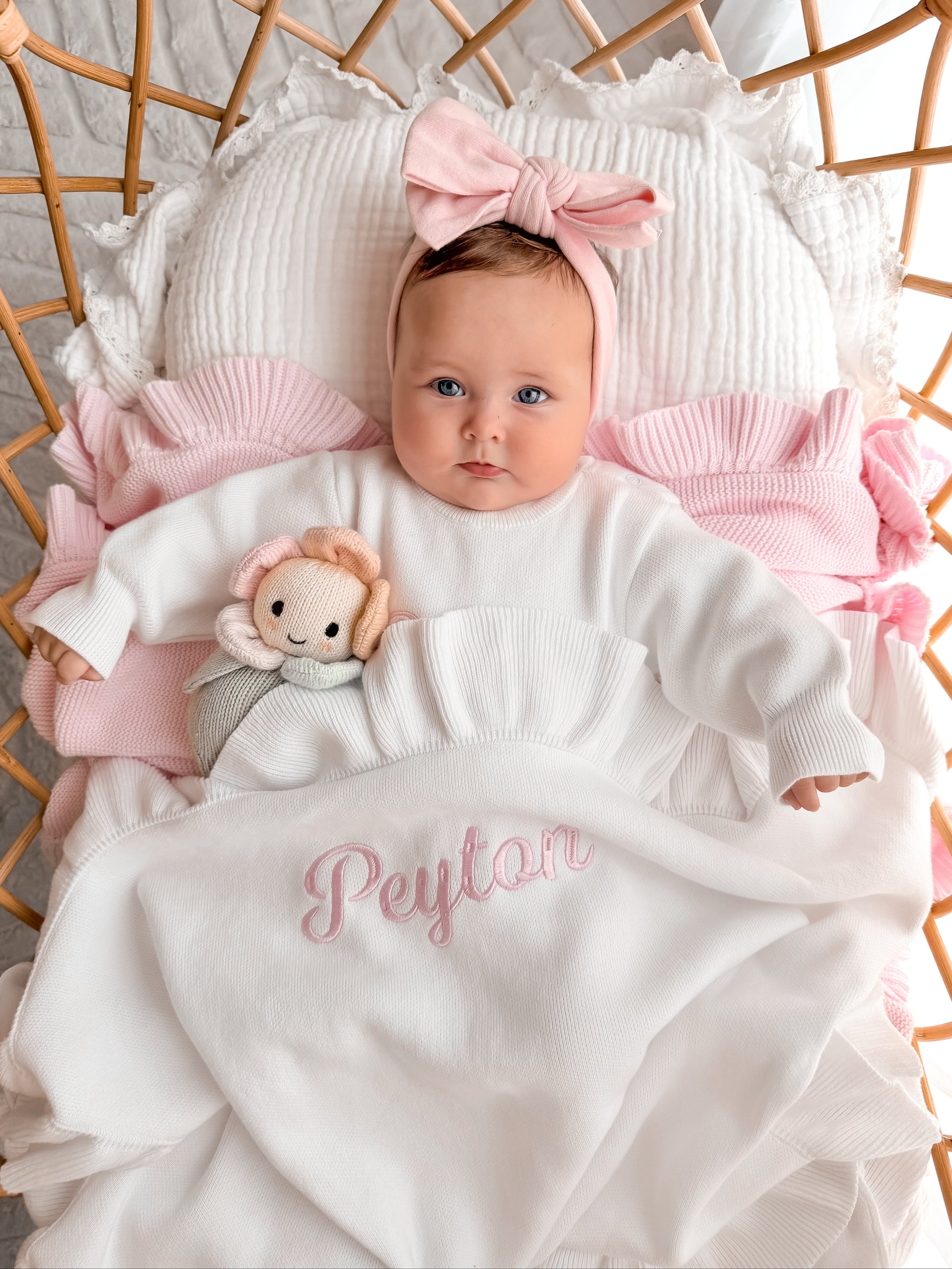 personalised baby blanket - white