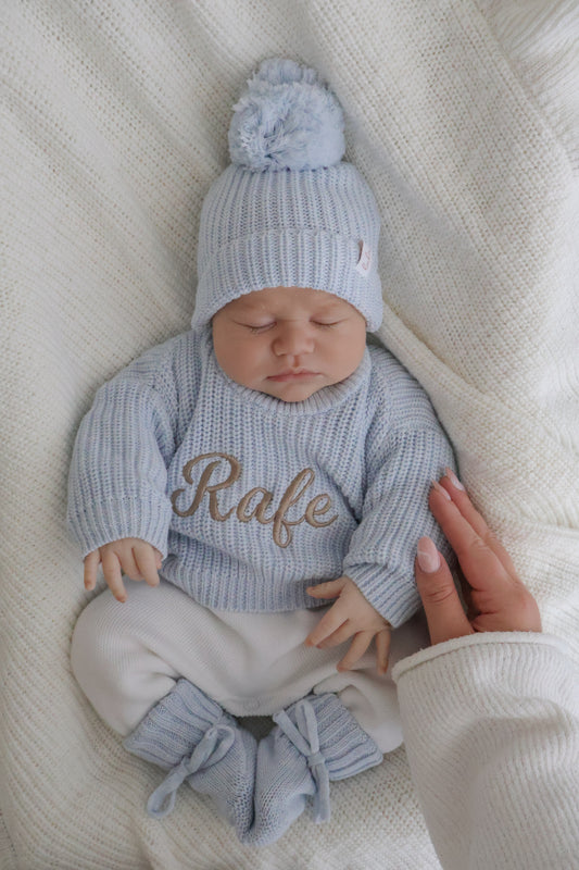 personalised baby clothes - blue jumper set