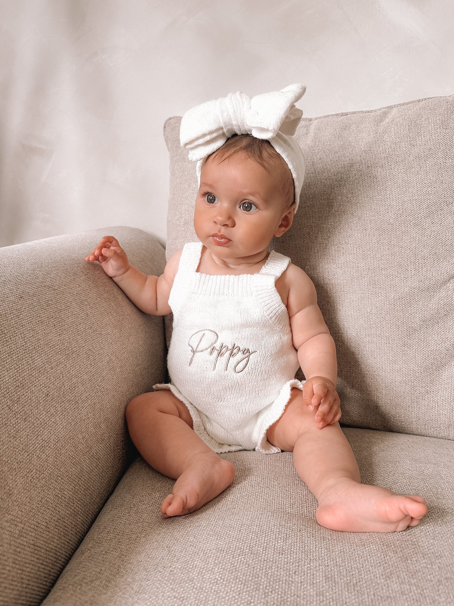personalised baby clothes - name frill knitted romper 1