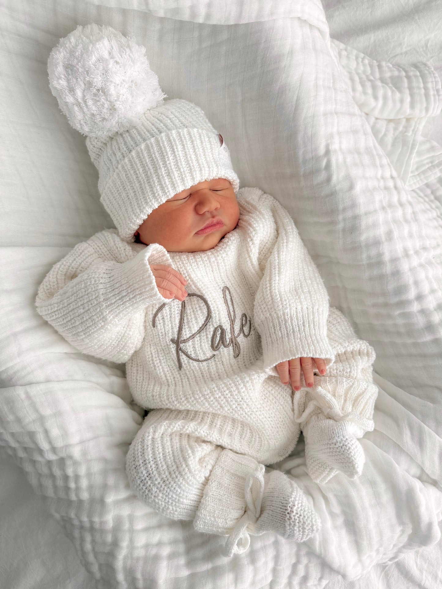 personalised baby outfit set - full length knit romper