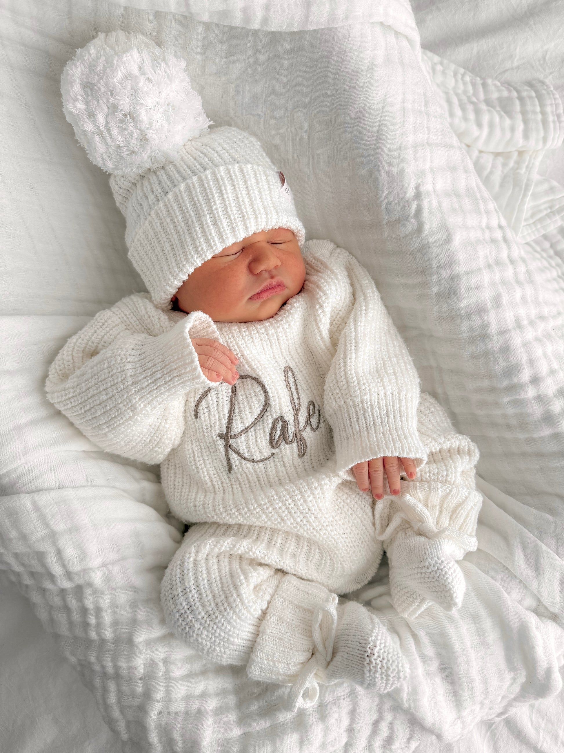 personalised baby outfit set - full length knit romper