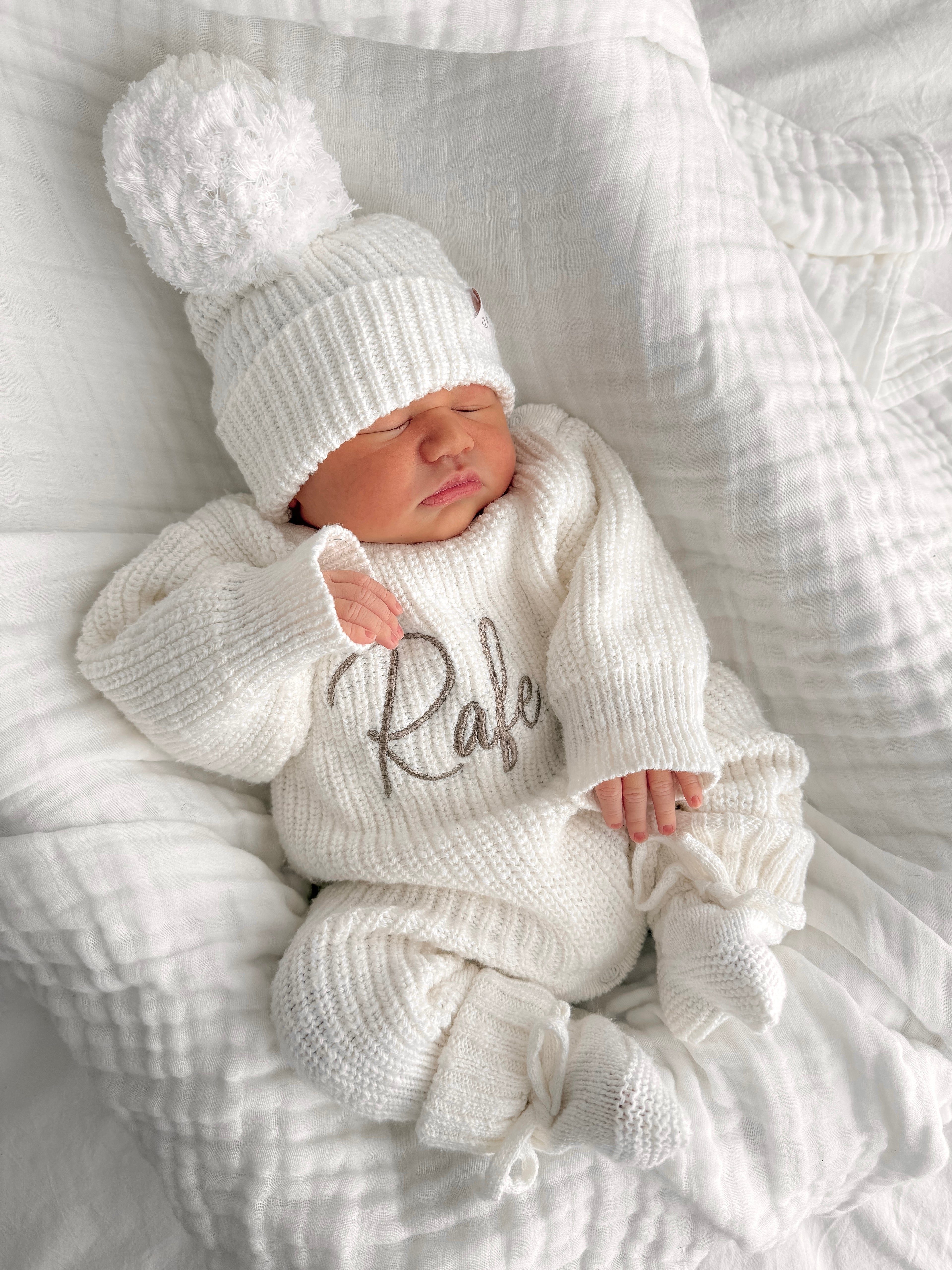 personalised baby outfit set - full length knit romper