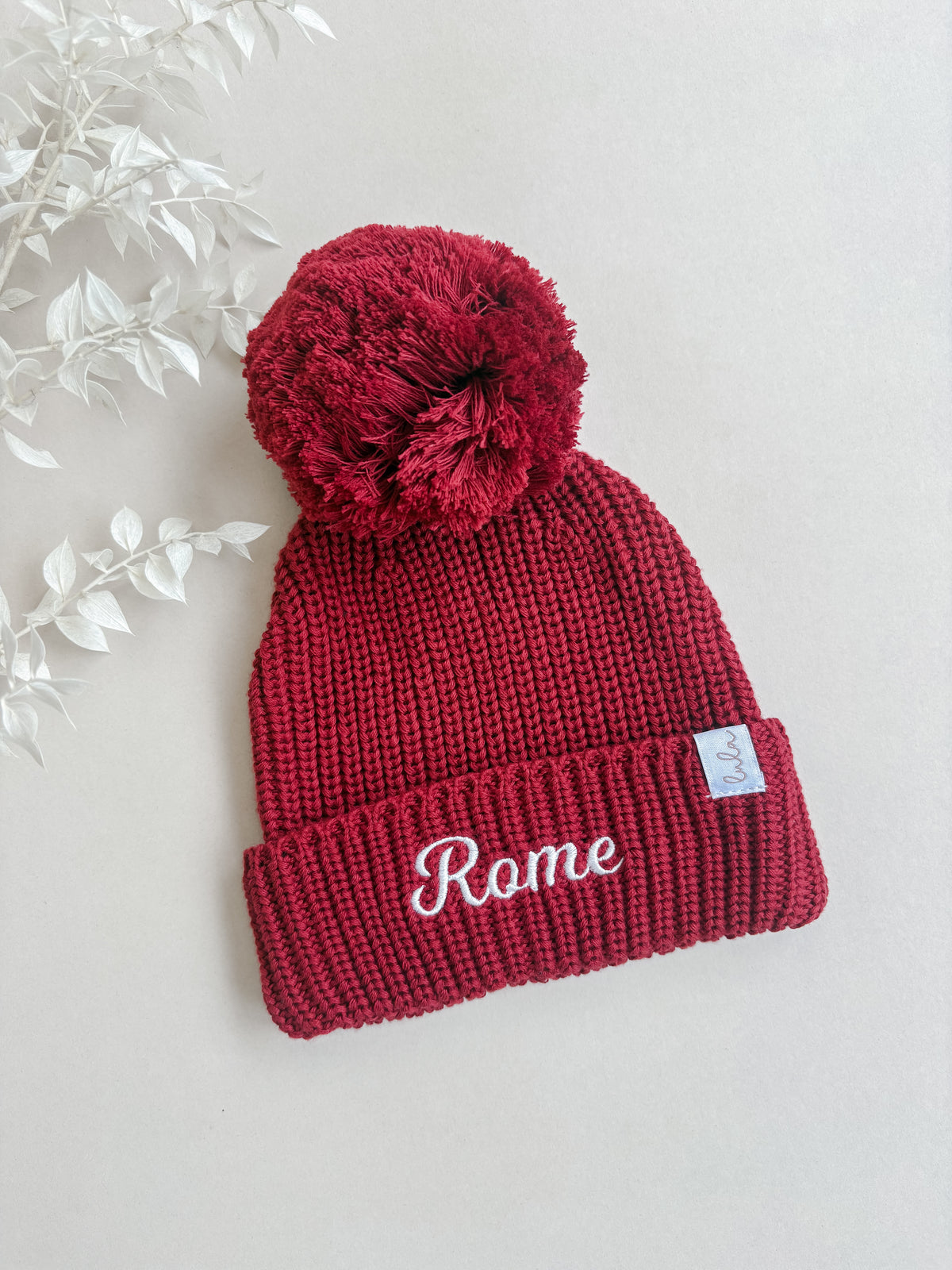Personalised Chunky Knit Baby Hat | Ruby Red