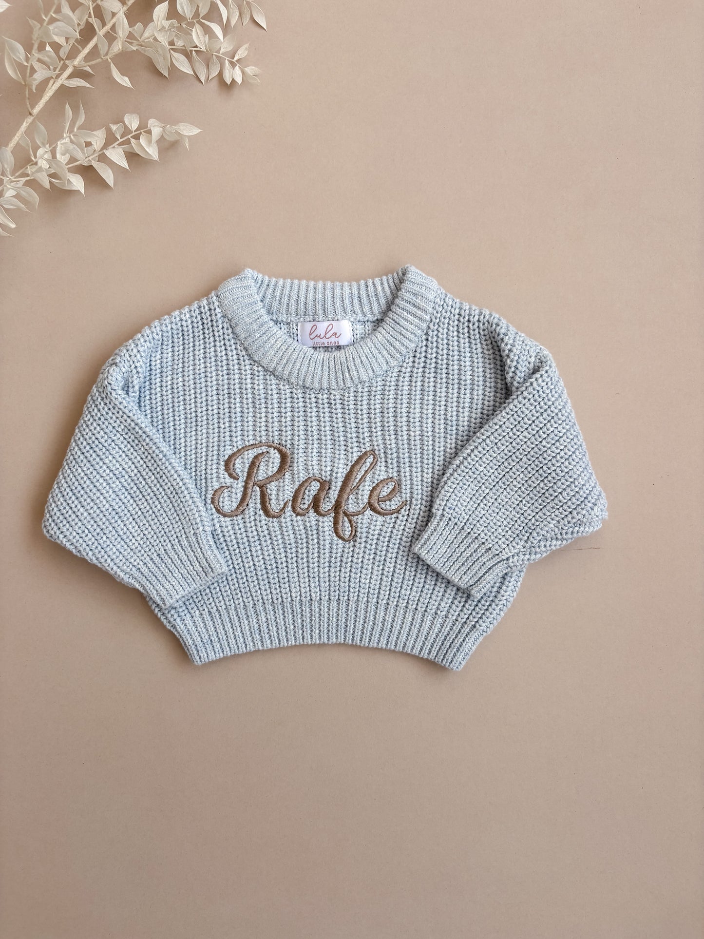 personalised baby jumper blue