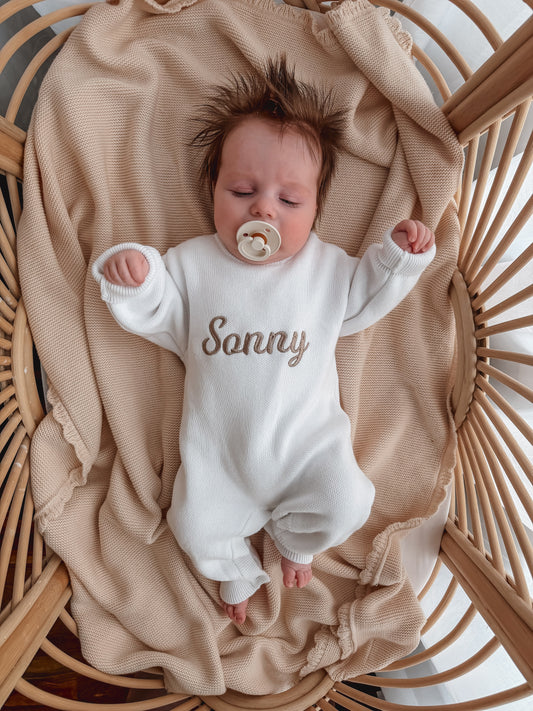 personalised baby outfit - full length romper - white