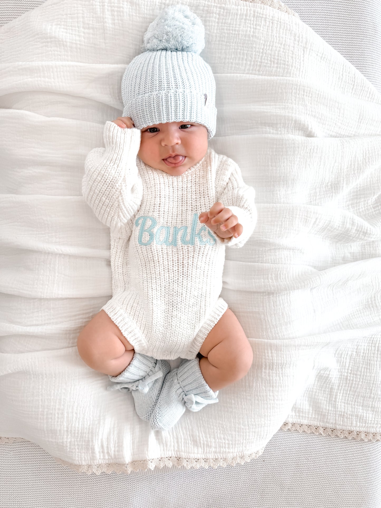 personalised baby romper - ivory