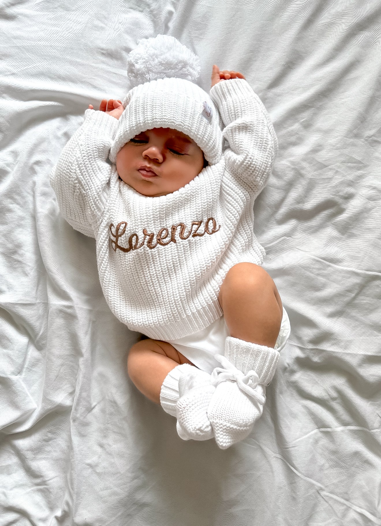 personalised baby outfit - white chunky knit