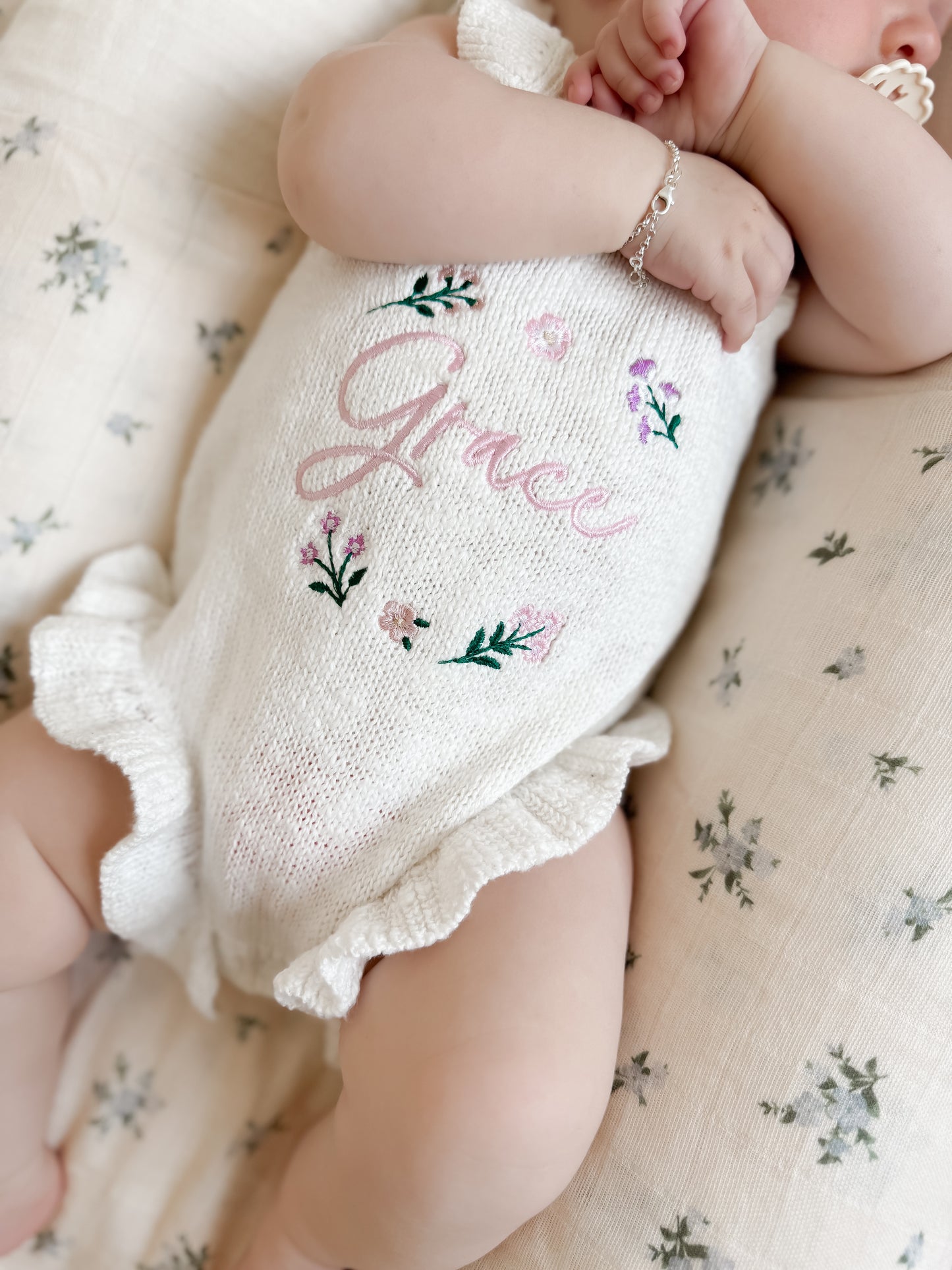 personalised baby romper - floral