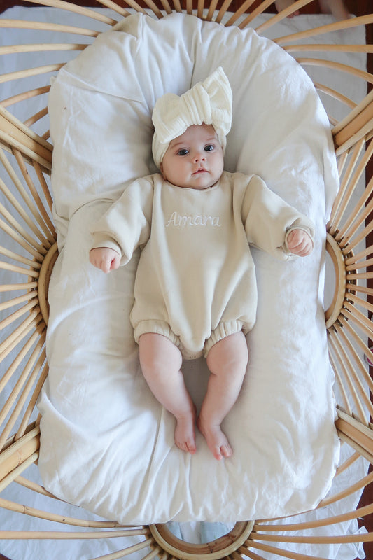 Personalised Baby Sweater Romper | Oat