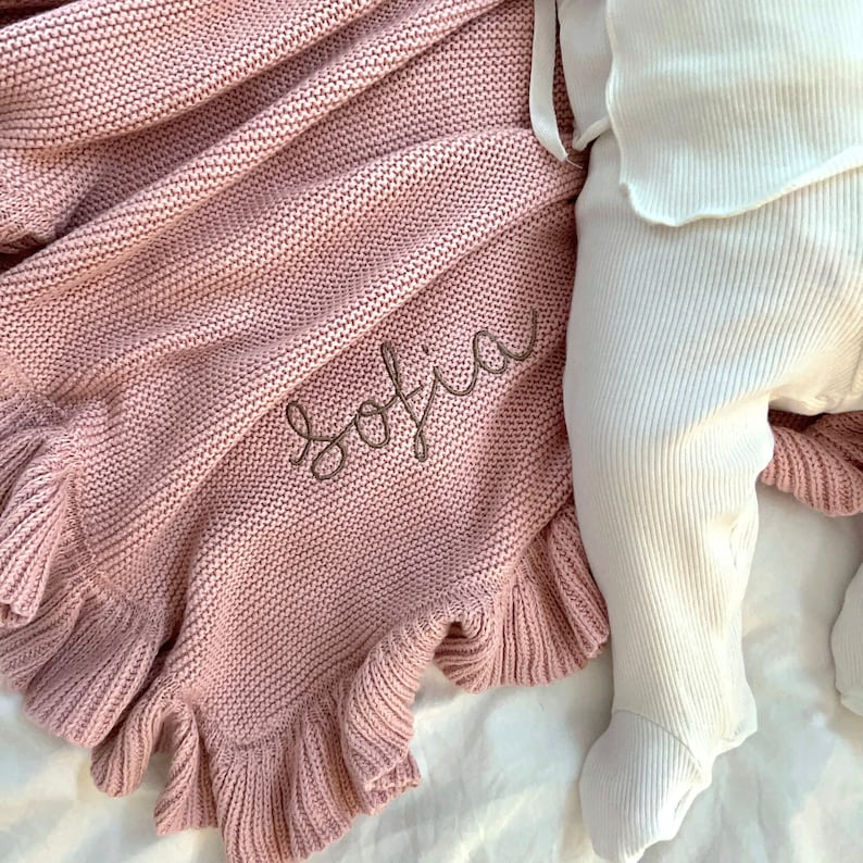 Personalised Frill Edge Baby Blanket | Organic Cotton