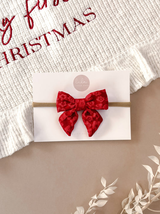 Floral Bow Headband | Red