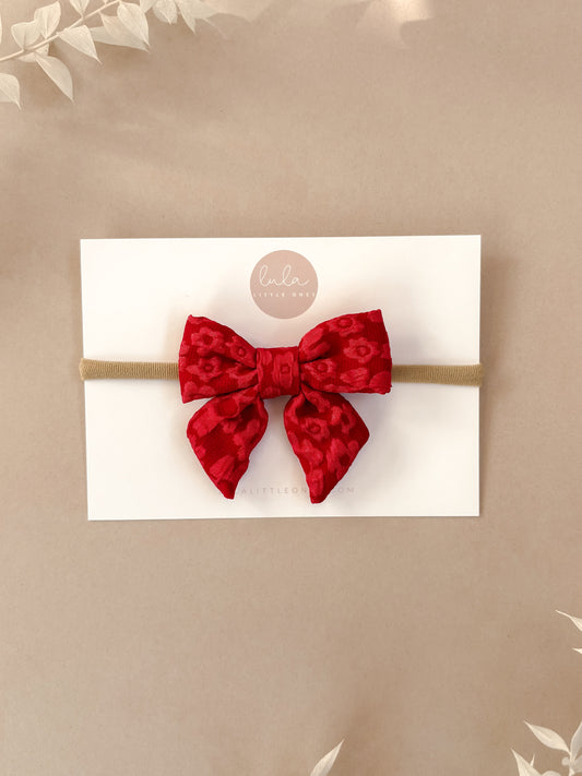 Floral Bow Headband | Red