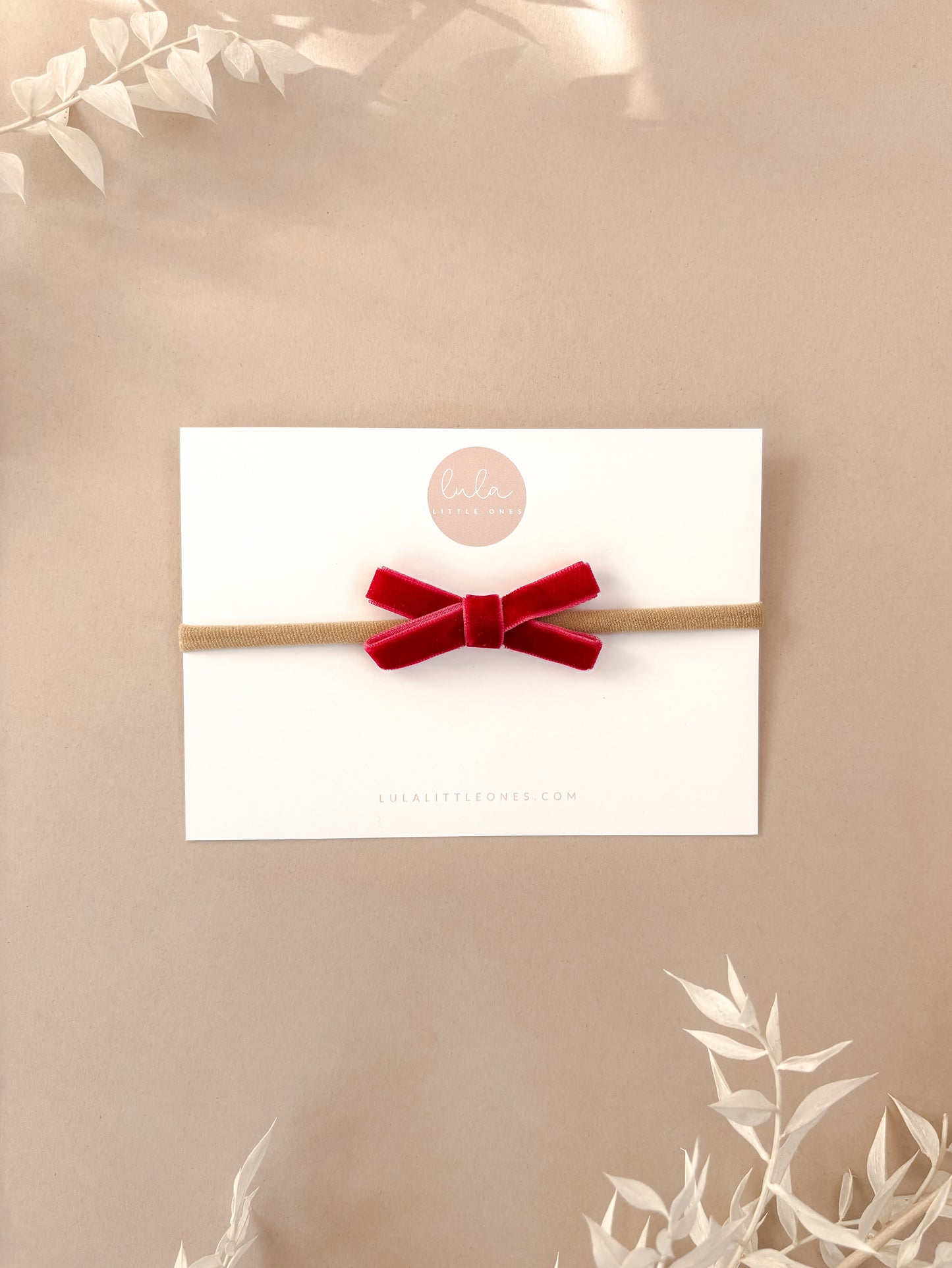 Velvet Bow Headband | Ruby Red
