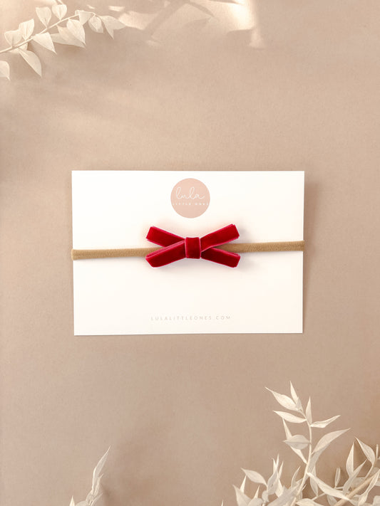 Velvet Bow Headband | Ruby Red