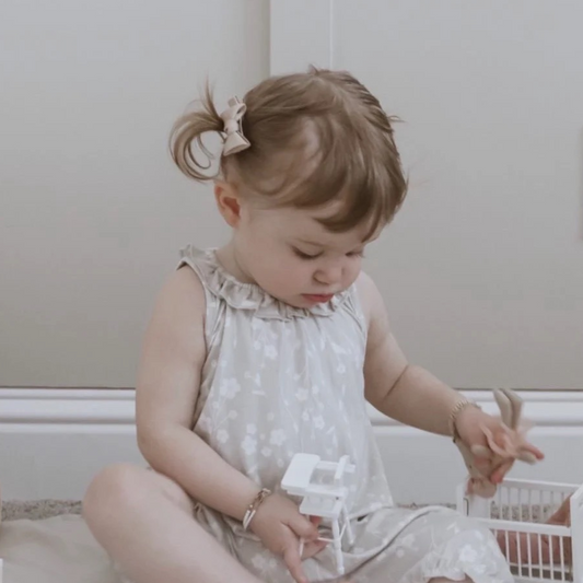 Baby Girl Satin Bow Hair Clip Set | Ivory