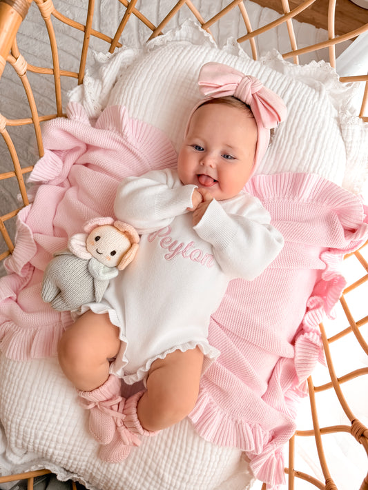 personalised baby clothes - frill romper set