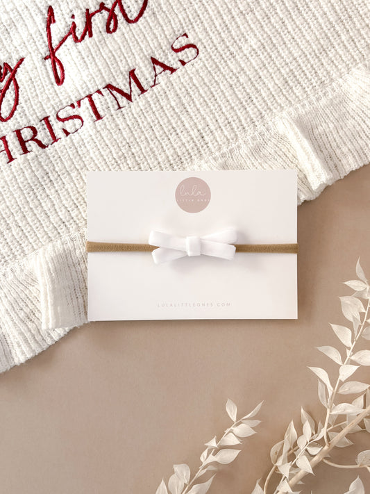 Velvet Bow Headband | White