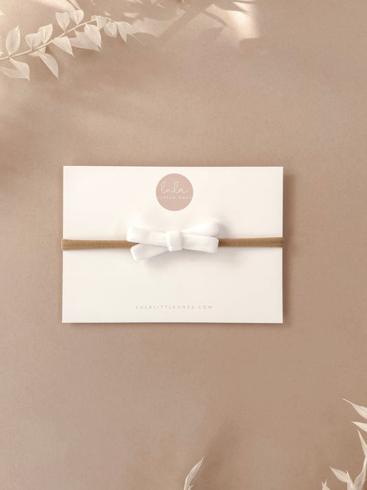 Velvet Bow Headband | White