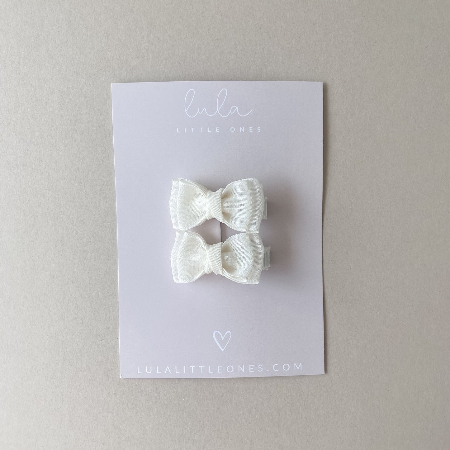 Cotton Bow Hair Clips | Pigtail Set | Ivory