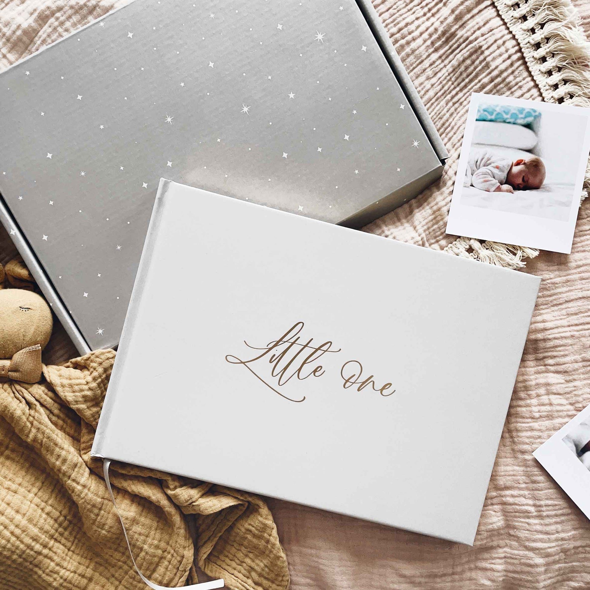 Baby Memory Book - White and Gold Foil - Blush and Gold