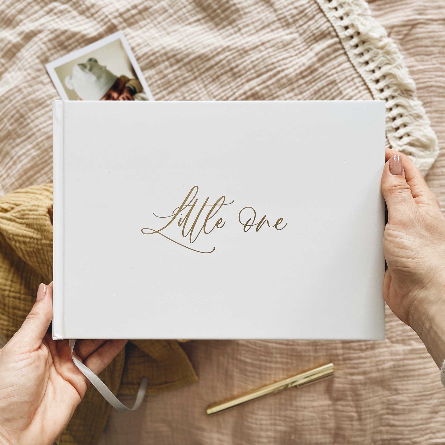 Baby Memory Book - White and Gold Foil - Blush and Gold