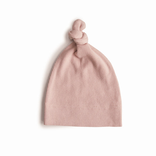 Mushie Ribbed Baby Beanie Hat - Blush