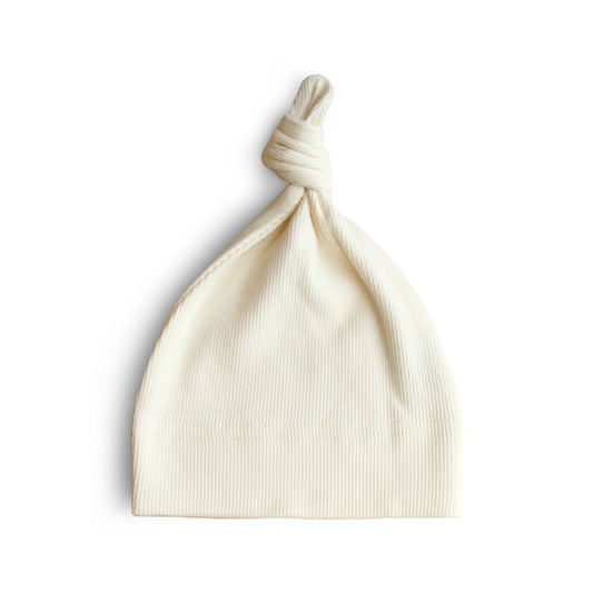 Mushie Ribbed Baby Beanie Hat - Ivory