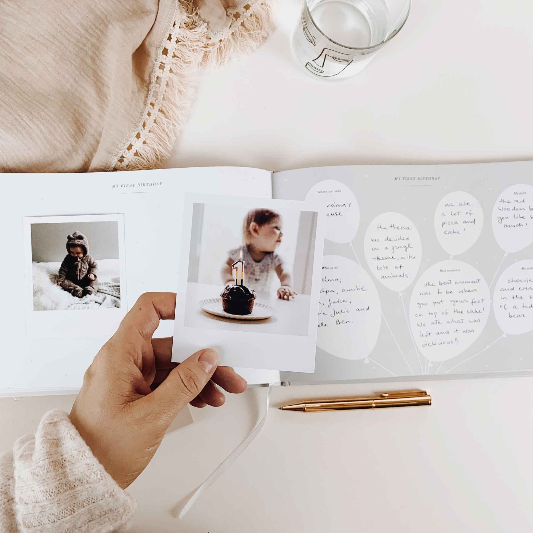Baby Memory Book - White and Gold Foil - Blush and Gold