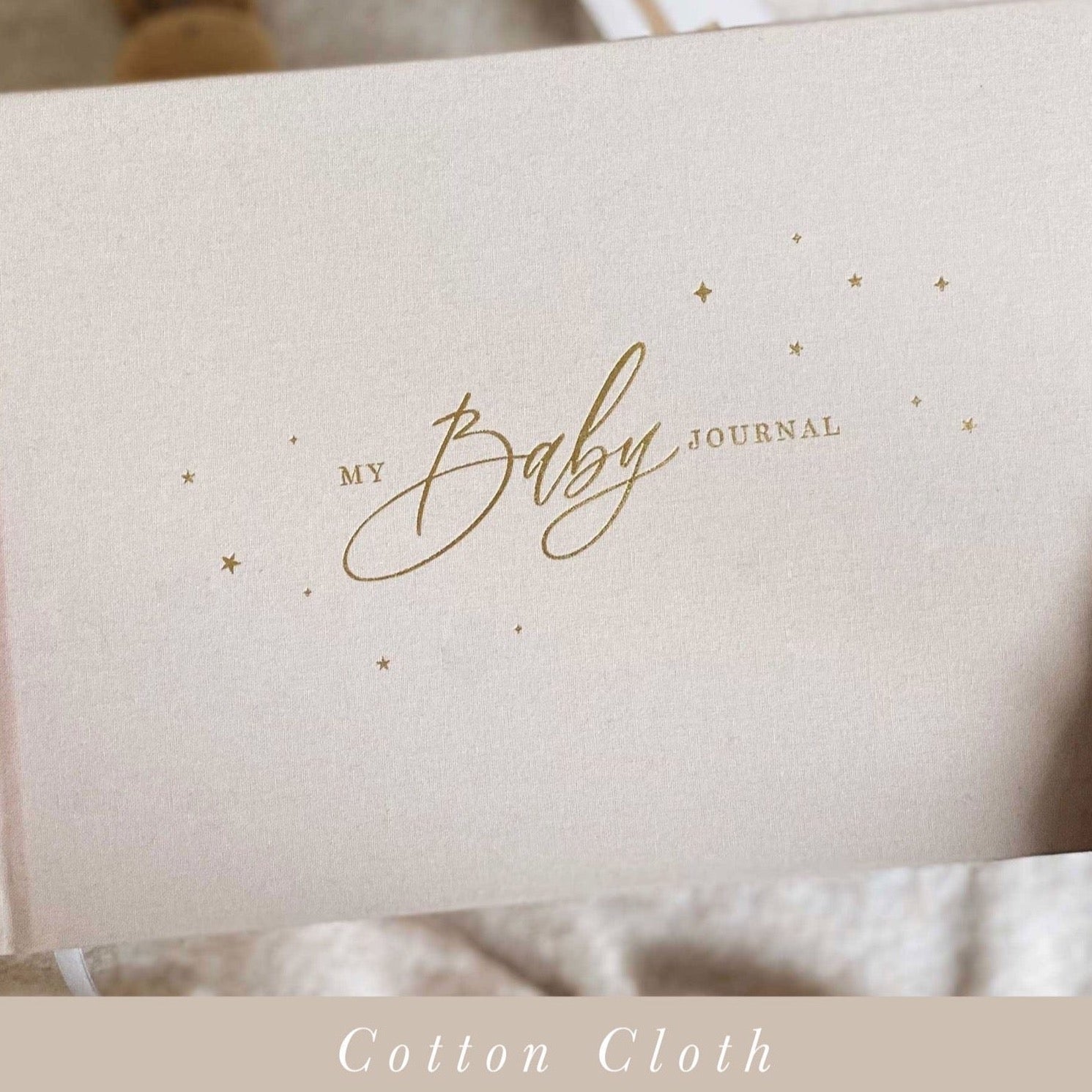 Baby Memory Book - Ivory - Luxury Cotton Cloth and Gold Foil