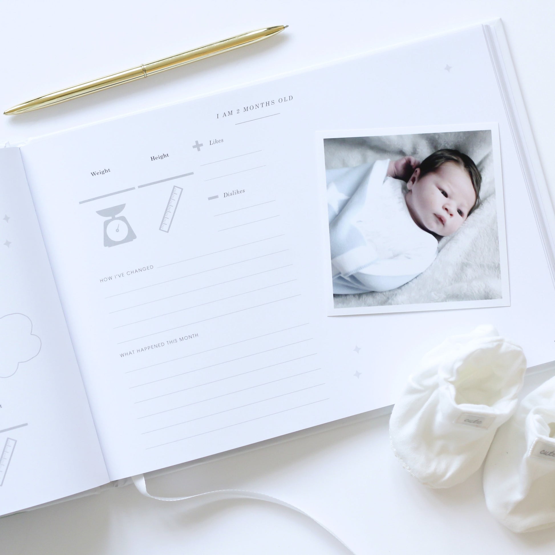 Baby Memory Book - Ivory - Luxury Cotton Cloth and Gold Foil
