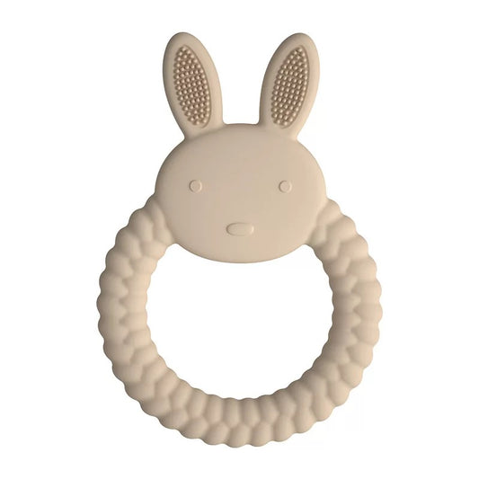 Bunny shaped baby teether in beige