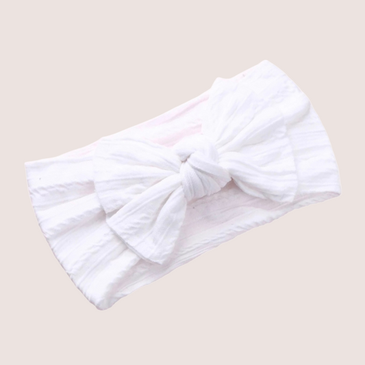 white cable knit bow headband