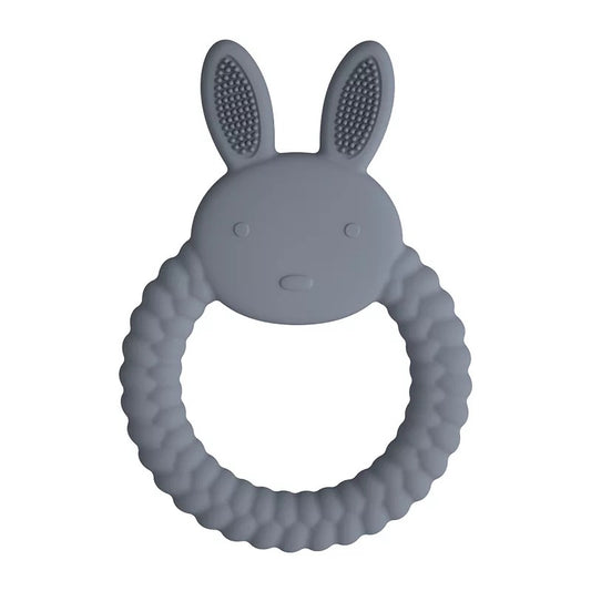 Bunny shaped baby teether in grey