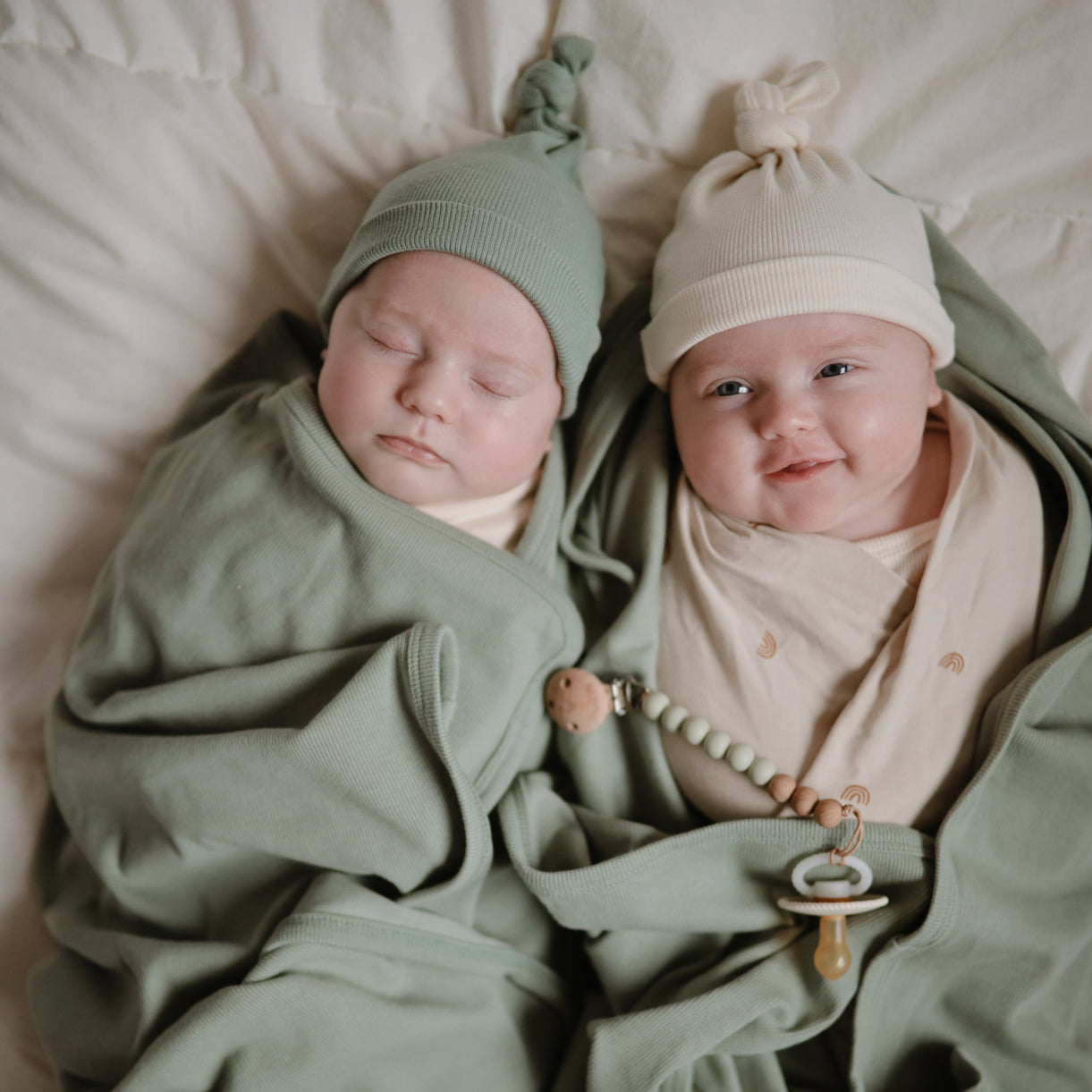Mushie Ribbed Baby Beanie Hat - Ivory